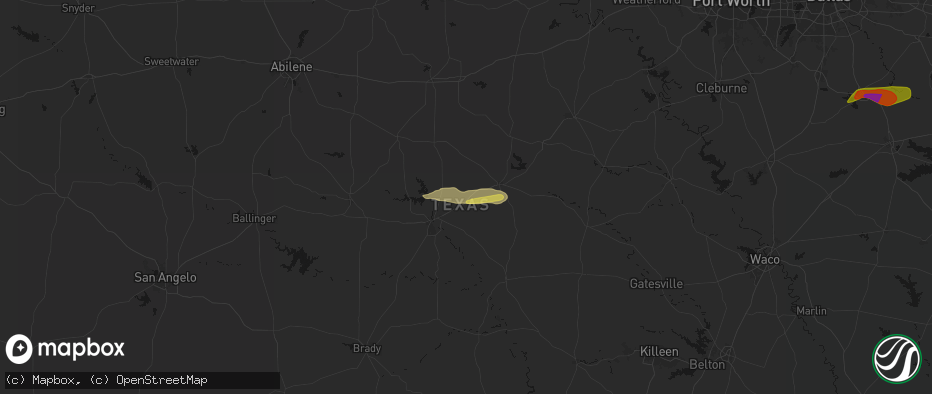 Hail map in Blanket, TX on April 29, 2026