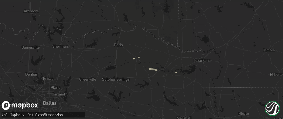 Hail map in Bogata, TX on April 29, 2026