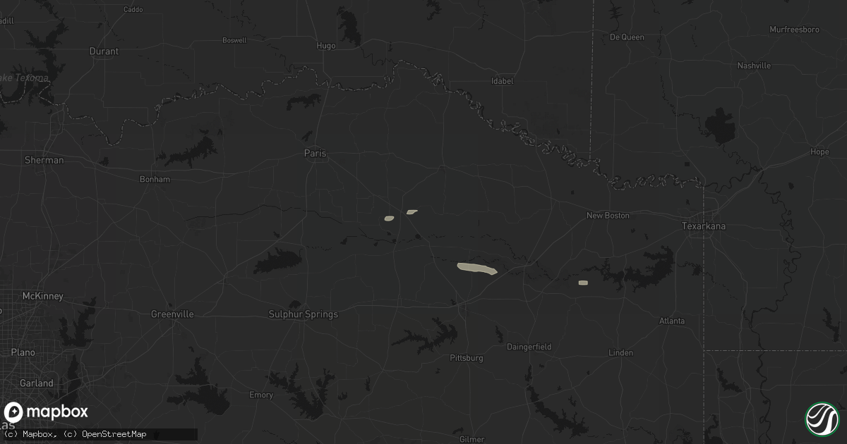 Hail map in Bogata, TX on April 29, 2026