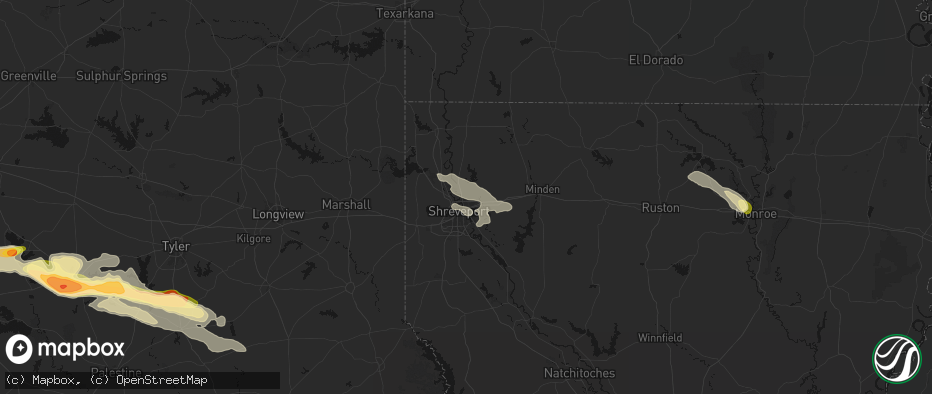 Hail map in Bossier City, LA on April 29, 2026