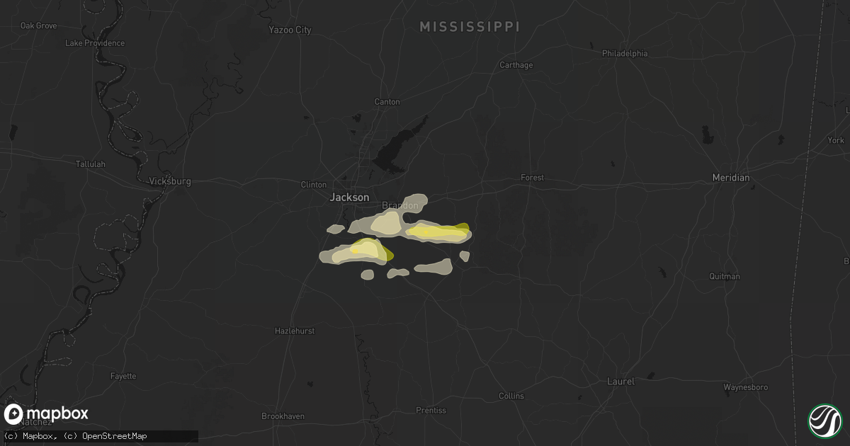 Hail map in Brandon, MS on April 29, 2026