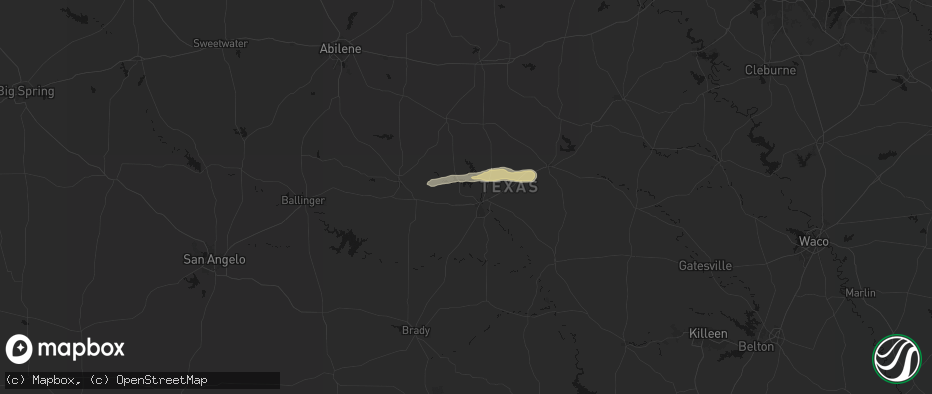 Hail map in Brownwood, TX on April 29, 2026
