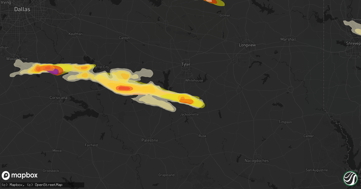 Hail map in Bullard, TX on April 29, 2026