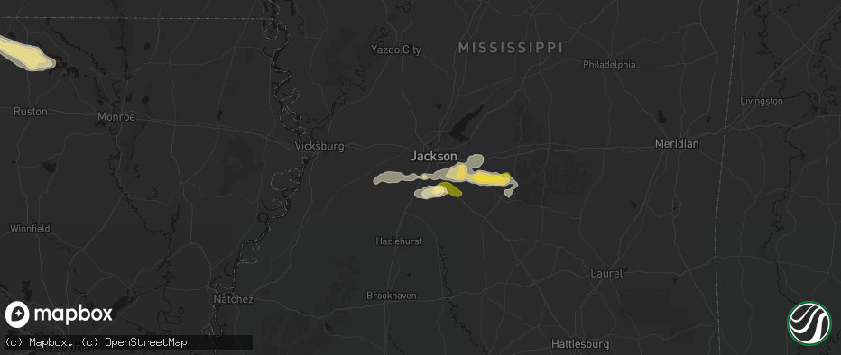 Hail map in Byram, MS on April 29, 2026