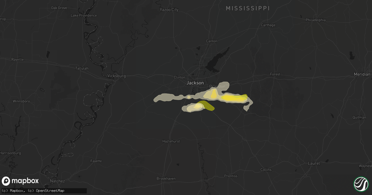 Hail map in Byram, MS on April 29, 2026