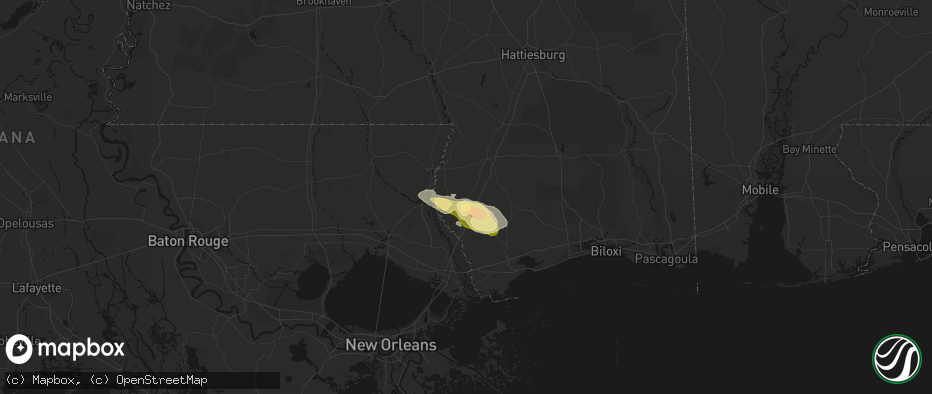 Hail map in Carriere, MS on April 29, 2026