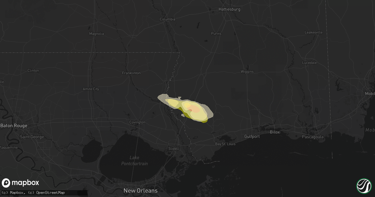 Hail map in Carriere, MS on April 29, 2026