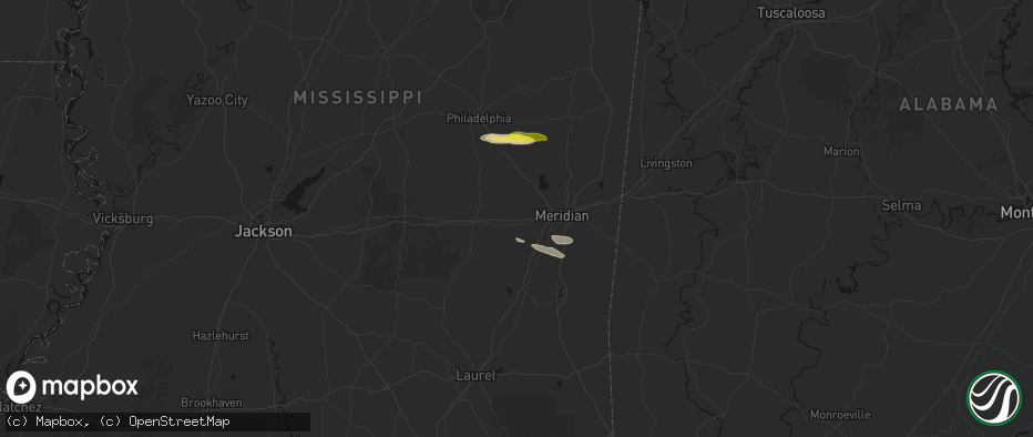 Hail map in Chunky, MS on April 29, 2026