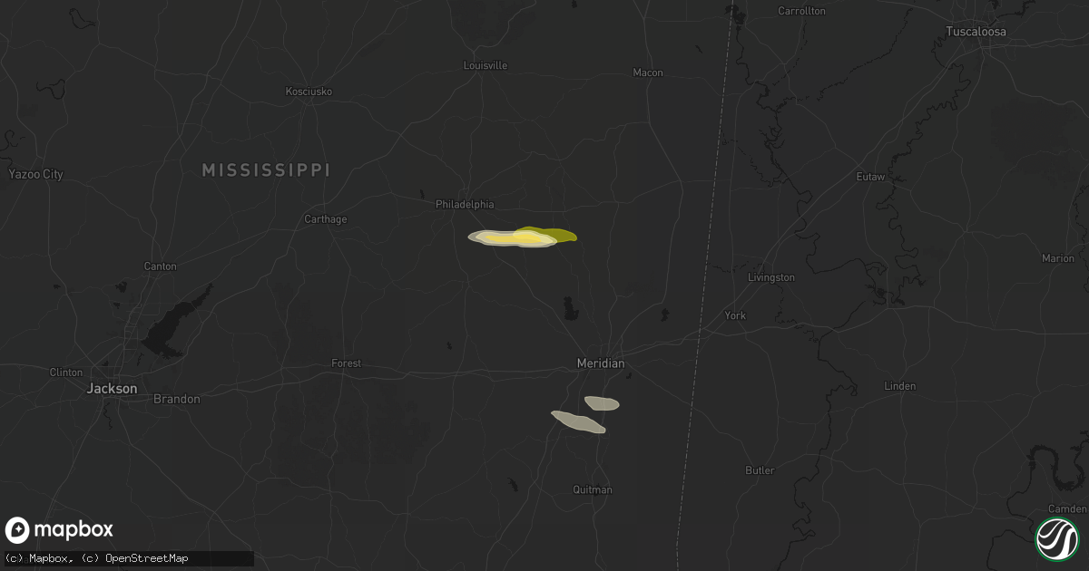 Hail map in Collinsville, MS on April 29, 2026
