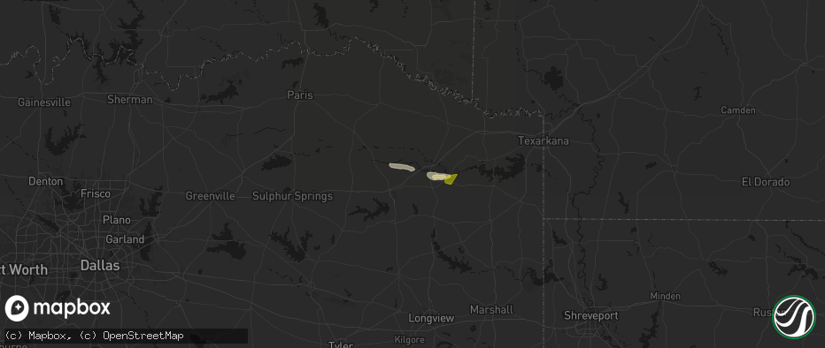 Hail map in Cookville, TX on April 29, 2026