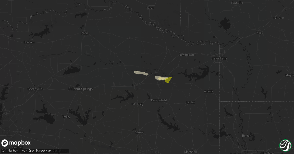 Hail map in Cookville, TX on April 29, 2026
