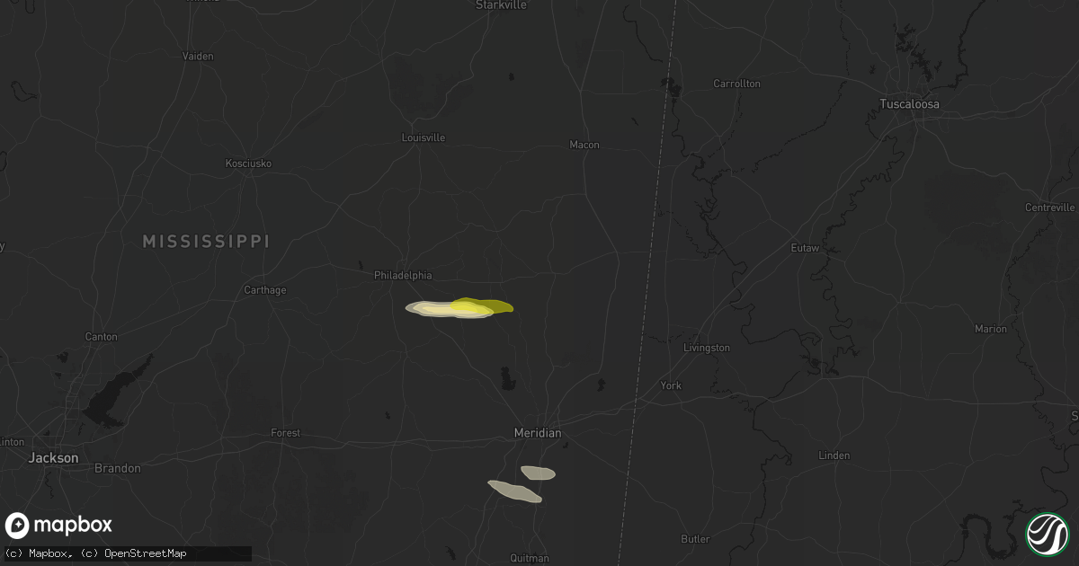 Hail map in De Kalb, MS on April 29, 2026