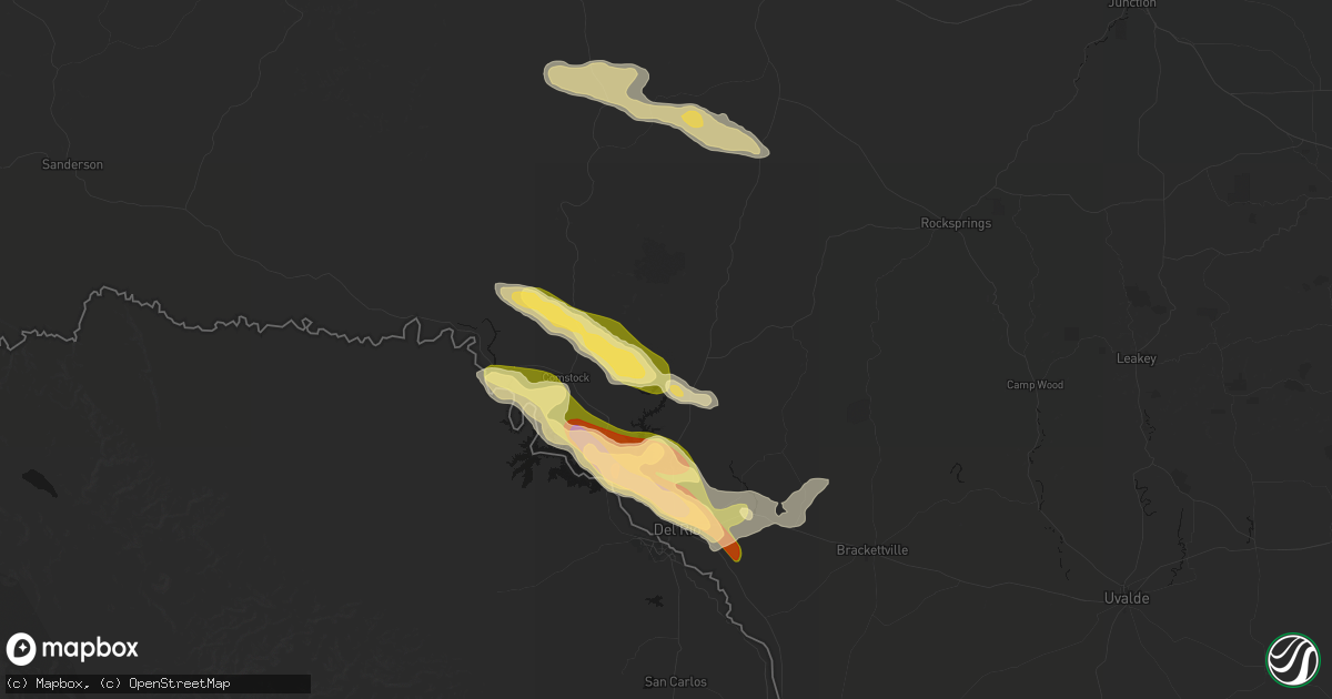 Hail map in Del Rio, TX on April 29, 2026