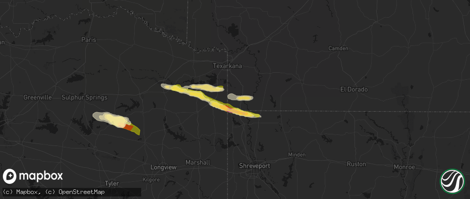 Hail map in Doddridge, AR on April 29, 2026
