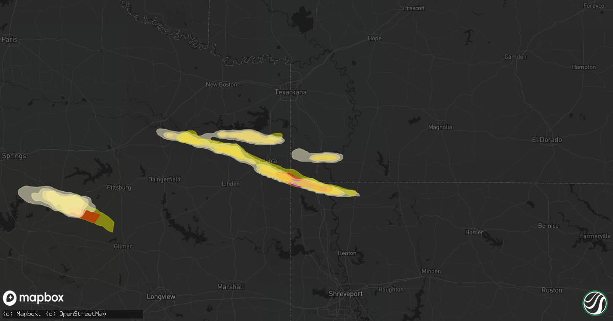 Hail map in Doddridge, AR on April 29, 2026
