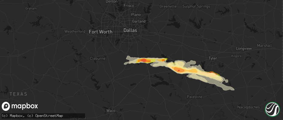 Hail map in Ennis, TX on April 29, 2026