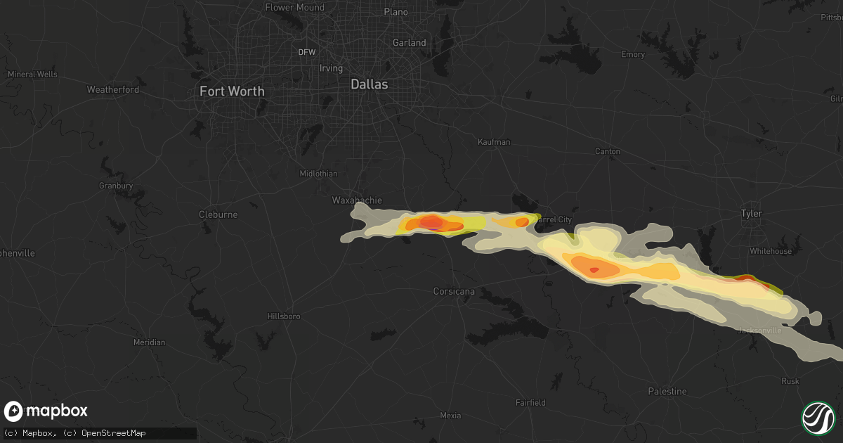 Hail map in Ennis, TX on April 29, 2026