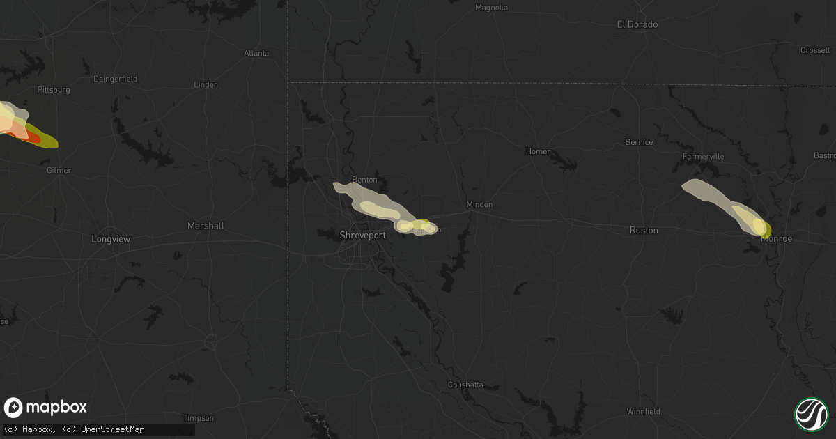 Hail map in Haughton, LA on April 29, 2026