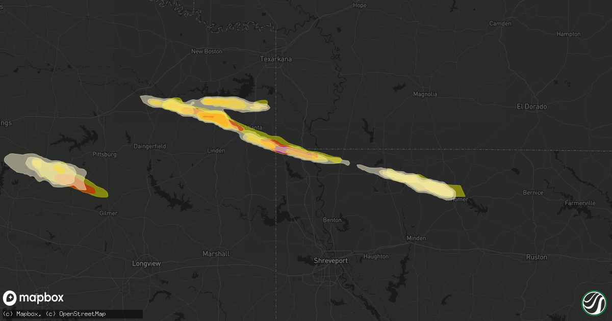 Hail map in Ida, LA on April 29, 2026