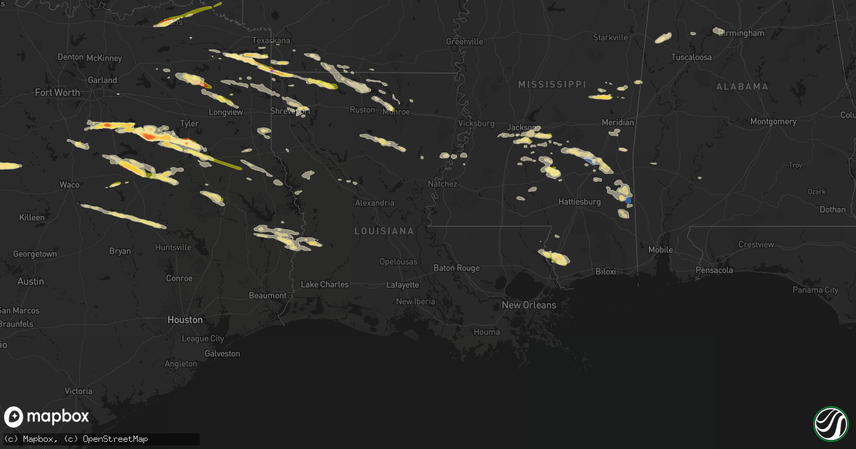 Hail map in Louisiana on April 29, 2026