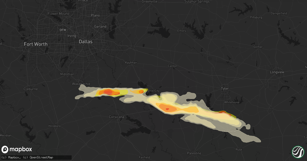 Hail map in Mabank, TX on April 29, 2026