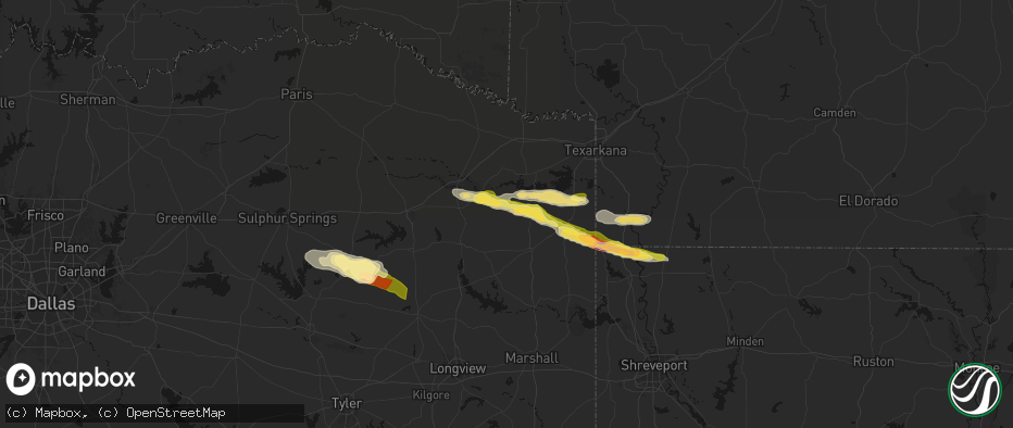 Hail map in Marietta, TX on April 29, 2026