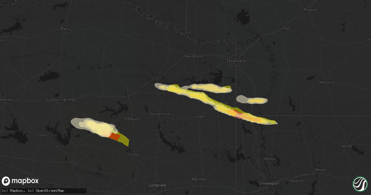 Hail map in Marietta, TX on April 29, 2026