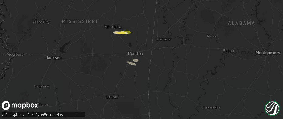 Hail map in Meridian, MS on April 29, 2026