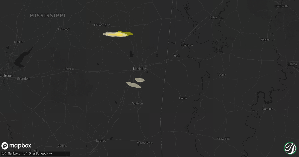 Hail map in Meridian, MS on April 29, 2026