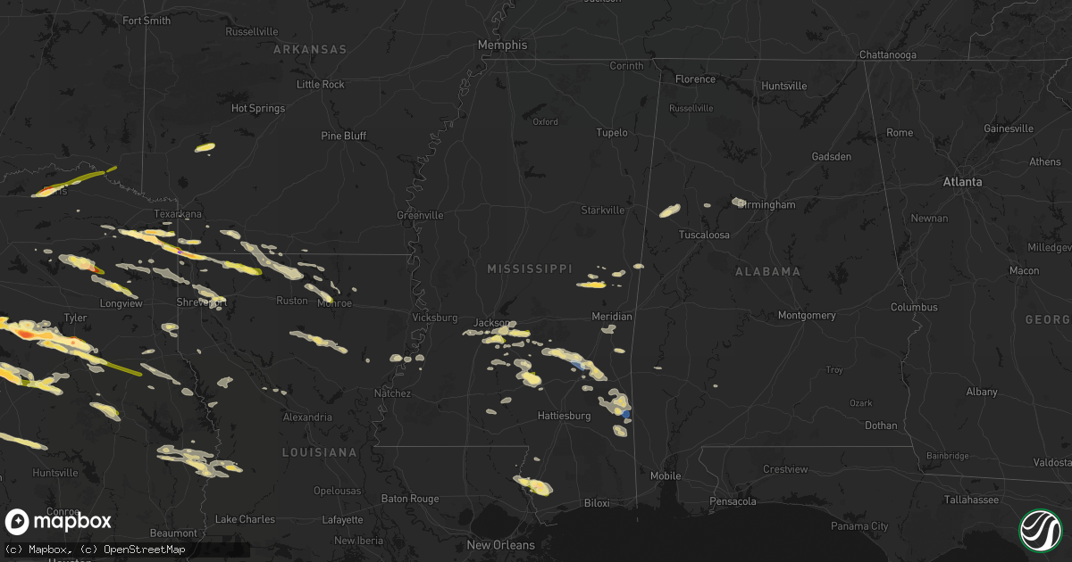 Hail map in Mississippi on April 29, 2026