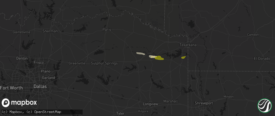 Hail map in Mount Pleasant, TX on April 29, 2026
