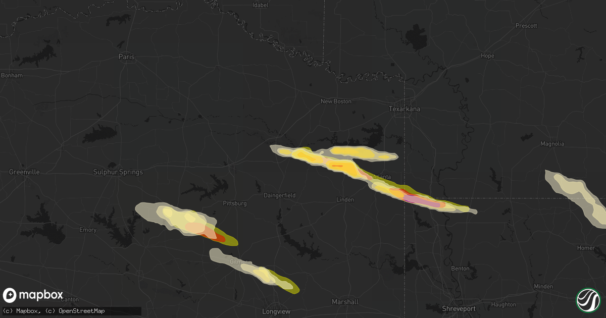 Hail map in Naples, TX on April 29, 2026