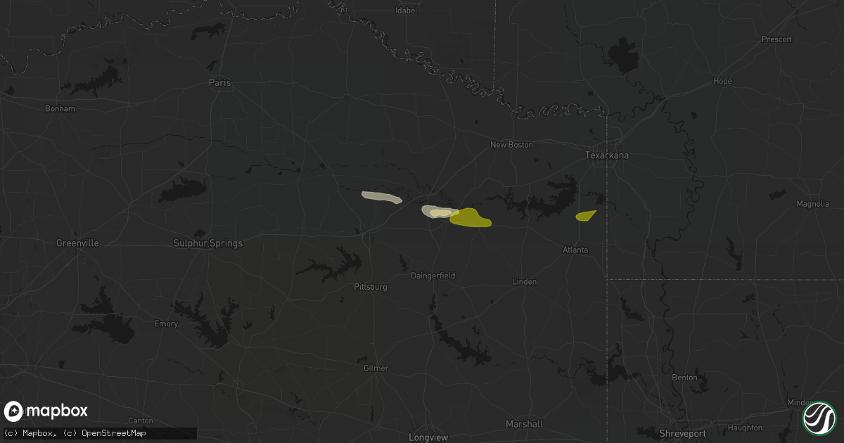 Hail map in Omaha, TX on April 29, 2026