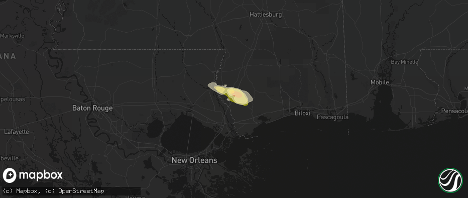 Hail map in Picayune, MS on April 29, 2026
