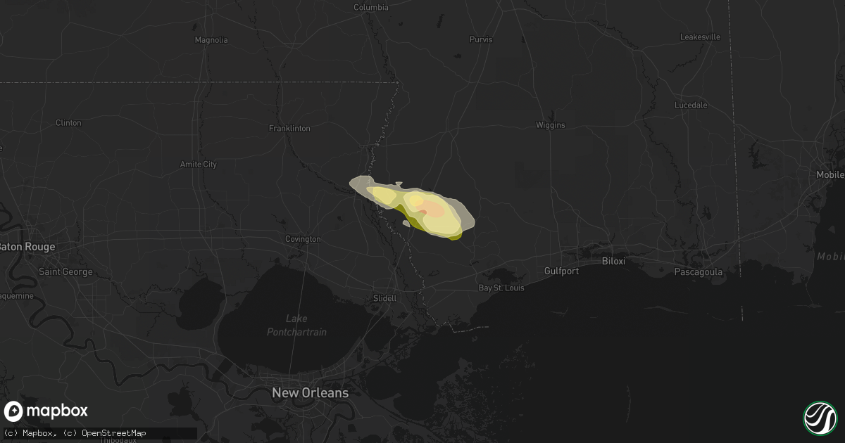 Hail map in Picayune, MS on April 29, 2026