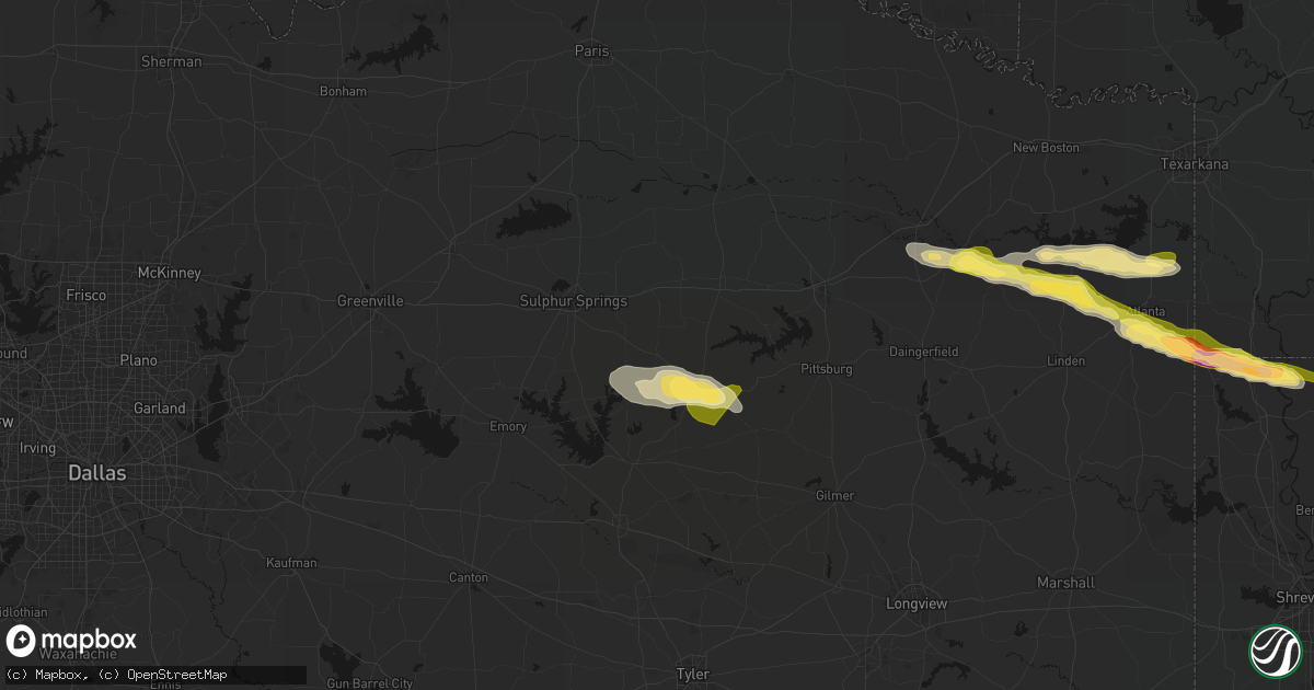 Hail map in Pickton, TX on April 29, 2026