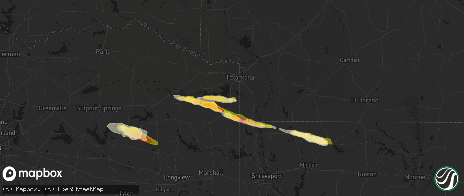 Hail map in Queen City, TX on April 29, 2026