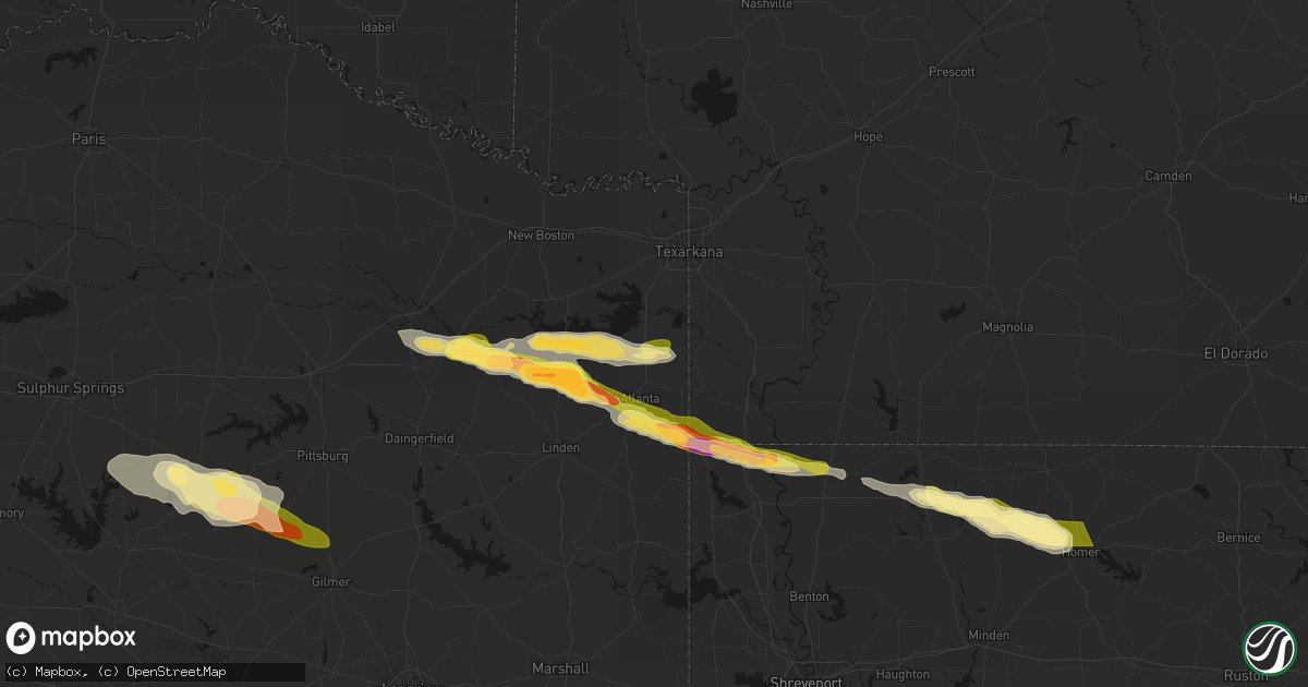Hail map in Queen City, TX on April 29, 2026