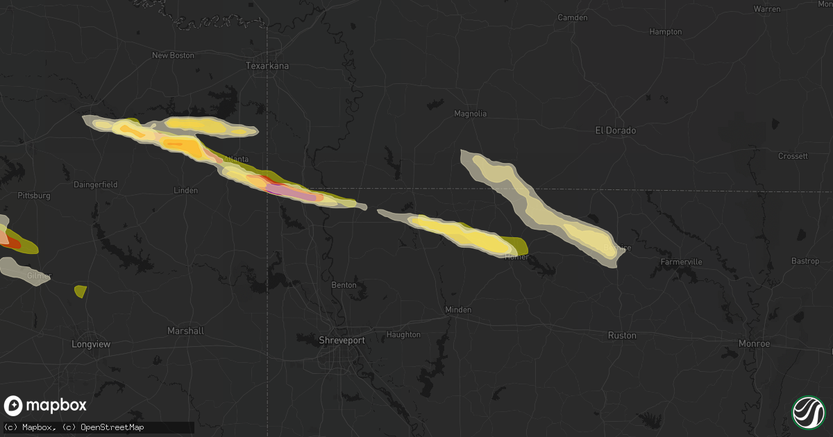Hail map in Sarepta, LA on April 29, 2026