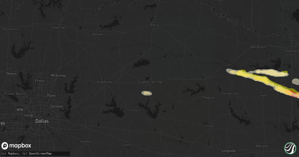 Hail map in Sulphur Springs, TX on April 29, 2026