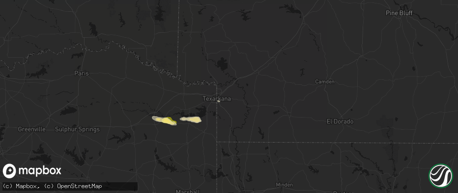 Hail map in Texarkana, AR on April 29, 2026