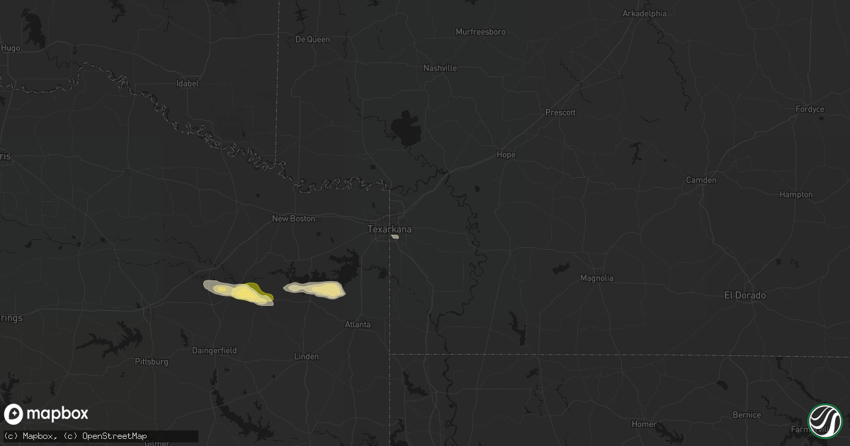 Hail map in Texarkana, AR on April 29, 2026