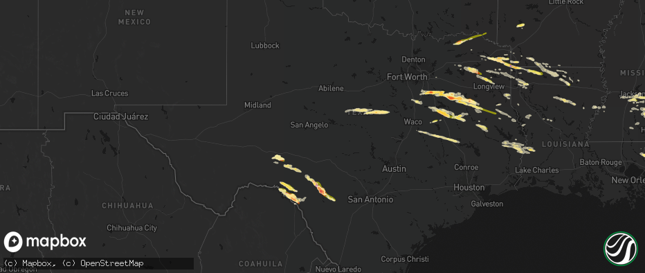 Hail map in Texas on April 29, 2026