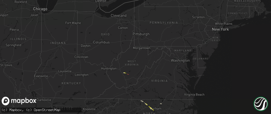 Hail map in West Virginia on April 29, 2026