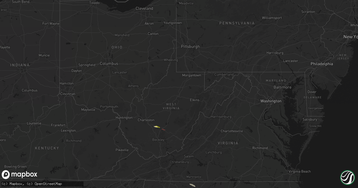 Hail map in West Virginia on April 29, 2026