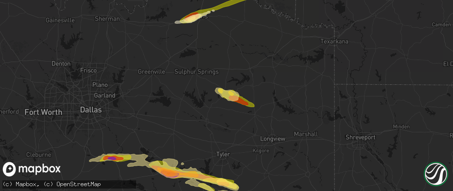 Hail map in Winnsboro, TX on April 29, 2026