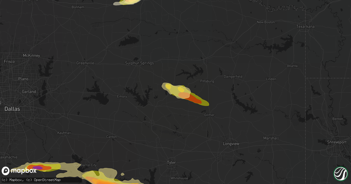 Hail map in Winnsboro, TX on April 29, 2026