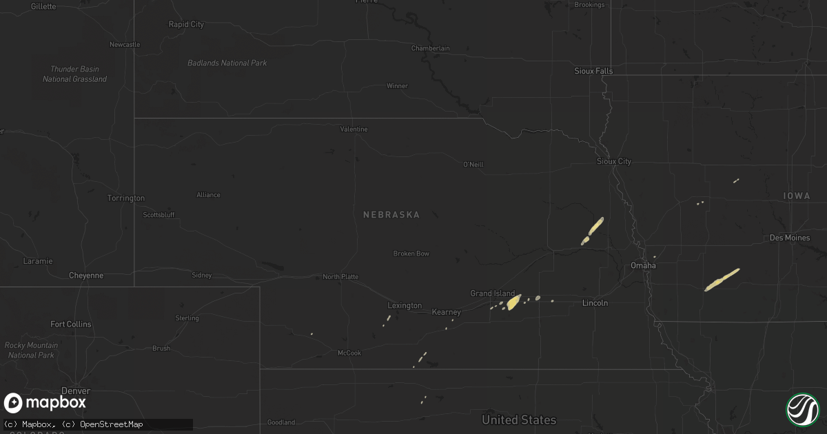 Hail map in Nebraska on April 30, 2013