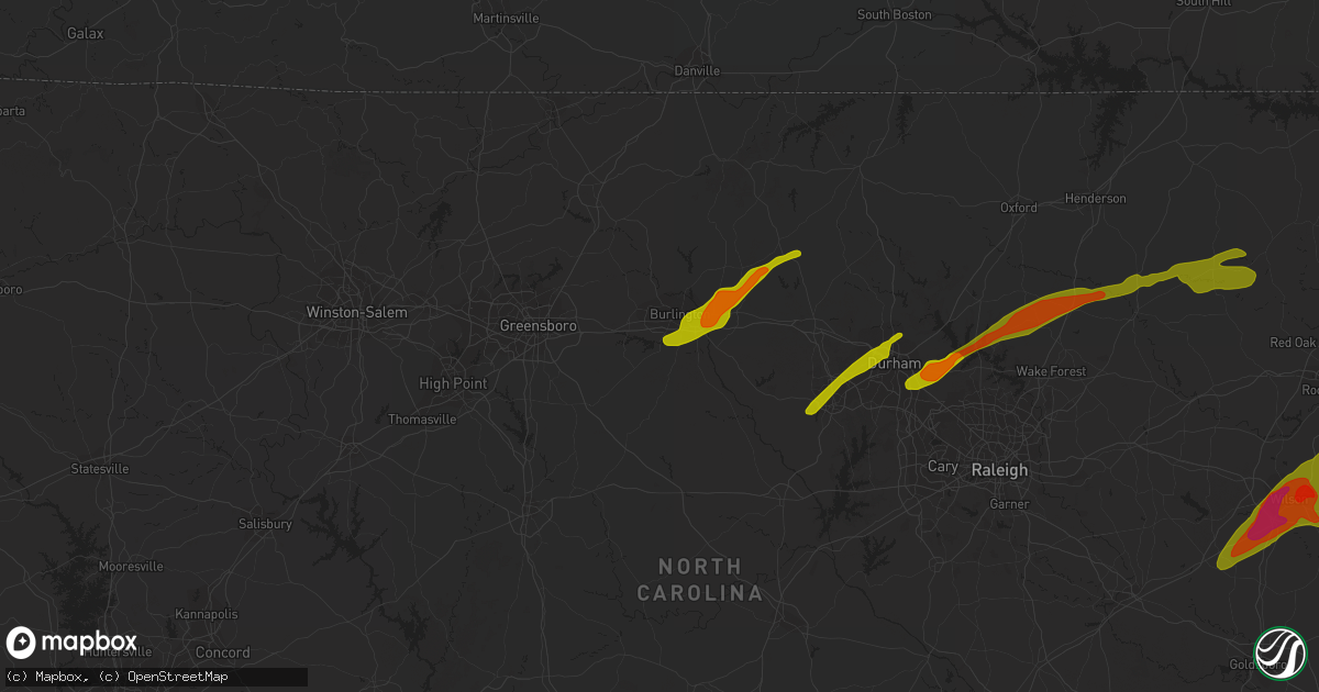 Hail map in Burlington, NC on April 30, 2014