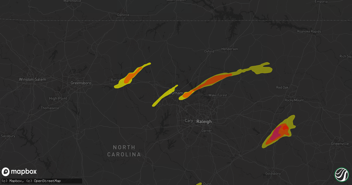 Hail map in Durham, NC on April 30, 2014
